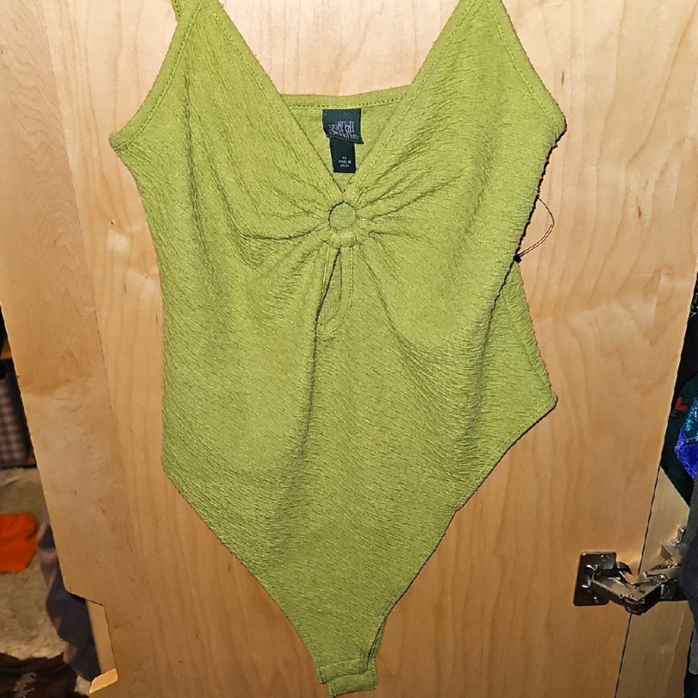 Green Textured Bodysuit